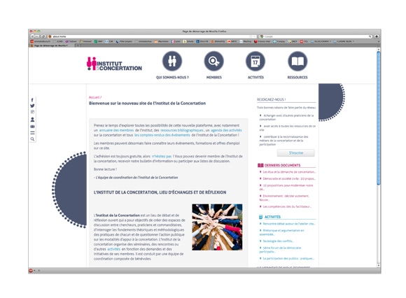 site internet et charte graphique de l'Institut de la concertation, logotype et pictogramme, graphisme, Lyon 